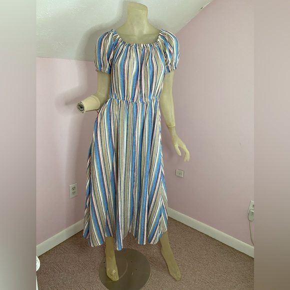 Scoop Off The Shoulder Linen Blend Dress - Picture 8 of 14